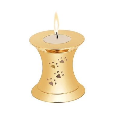 Pet Ashes Memorial Candle Keepsake Casket Urn with Dog Paw Print and Locket Decoration