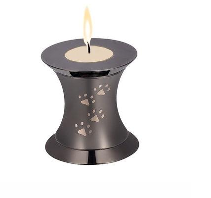 Pet Ashes Memorial Candle Keepsake Casket Urn with Dog Paw Print and Locket Decoration